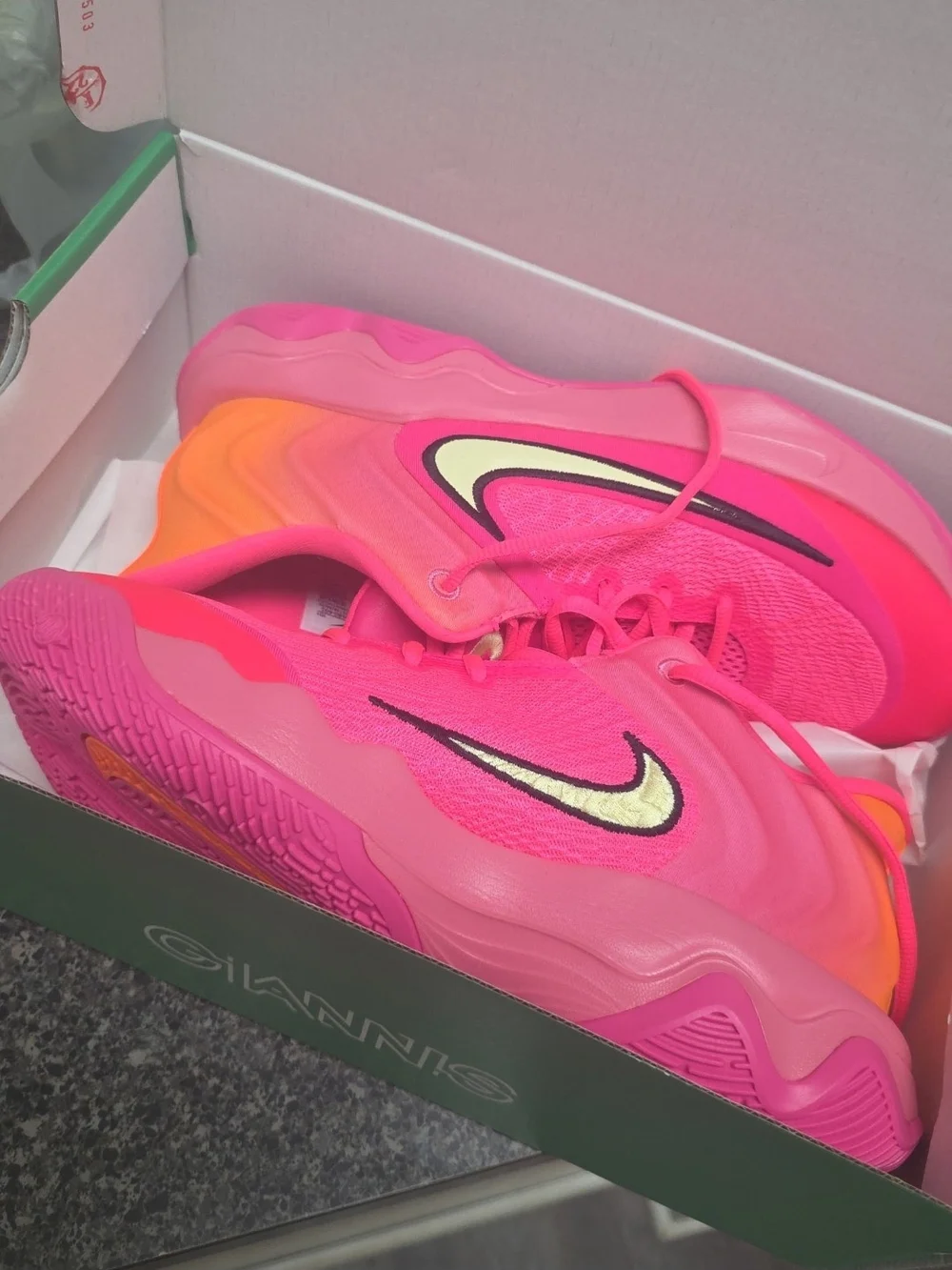 Basketball/Volleyball Nike Hot Pink and Orange Athletic Sneakers